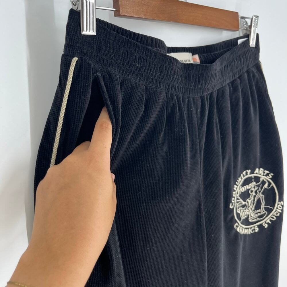 Honor the Gift Piping Track Pants Black Small Corduroy Community Arts - Picture 5 of 9